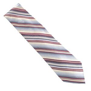 Platinum Designs Men Necktie 100% Silk Handmade Striped Gray Red 60x4 - NWOT